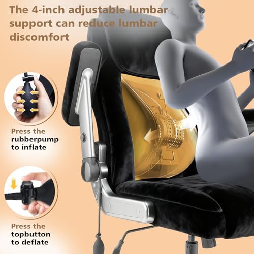 650LBS Fabric Heavy Duty Office Chair with 5D Flip Arms,Comfy Big and Tall Executive Office Desk Chair with Pocket Spring Cushion,High Back Computer Chair with Lumbar Support,Dual Rubber Wheel - Image 6