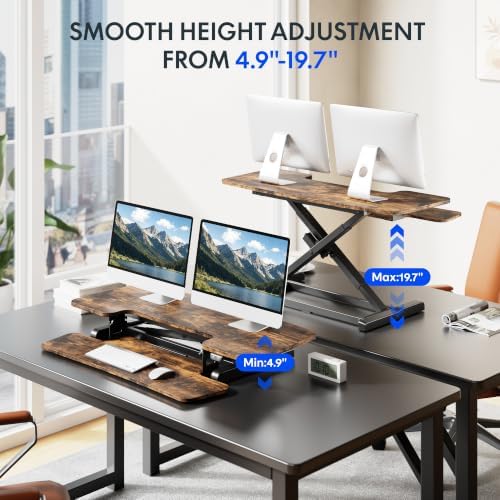 FLEXISPOT 40" Electric Standing Desk Converter, Rustic Color - Image 3