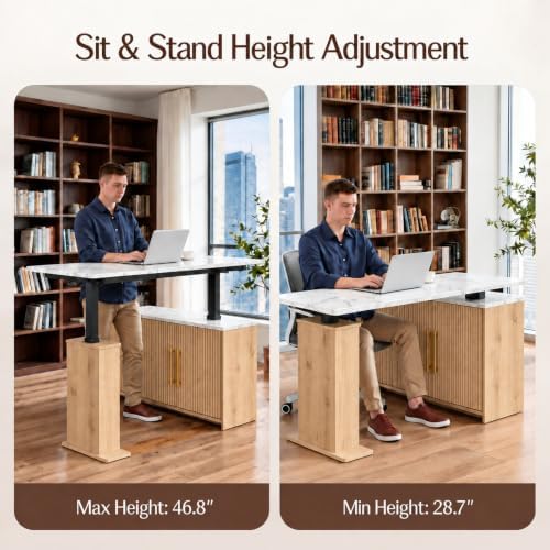 NORTHSKY 55" L-Shaped Electric Standing Desk with Drawers and Storage Cabinet, Height Adjustable Corner Desk for Home Office, 3 Memory Presets - Image 4