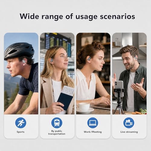 Wireless Headset Wireless Headphones Handsfree Call Wireless Earpiece Noise Cancellation Earbud Earphones Mic Compatible with Cell Phones Car Driver Trucker Business Office (Black with Box) - Image 6