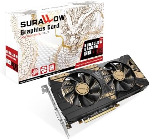 SURALLOW RX 580 8GB Graphics Card, 2048SP,GDDR5,256 Bit Graphics Card for Gaming PC,PCIE 3.0,Twin Fans Computer Video Card with 3XDP,HDMI Ports by SURALLOW