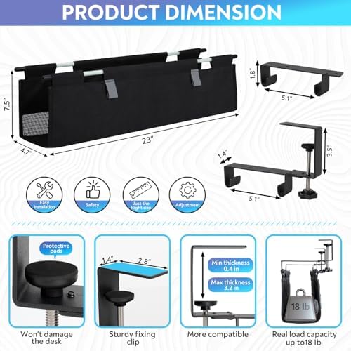 Under Desk Cable Organizer, Cable Management Tray, Clamp or Screw Mount - Image 6