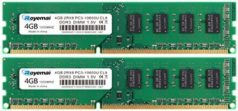 PC3-10600U 8GB Kit (2X4GB) DDR3 10600 1333MHz PC3-10600 4GB 2Rx8 240-pin Dimm CL9 1.5V Desktop RAM Memory Module by DUOMEIQI