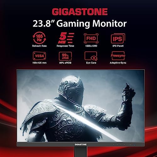 Gigastone 24 inch IPS LED Back Light Gaming Monitor 165Hz FHD 1920 x 1080, 178° Wide View Frameless PC Monitor, Built-in Speakers, FreeSync, Eye Care Technology, Ergonomic Tilt VESA Mount,DP,HDMI - Image 2