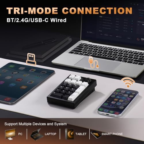 YUNZII AL21 Aluminum Wireless Number Pad (Black, Cocoa Cream V2 Switch) - Image 3