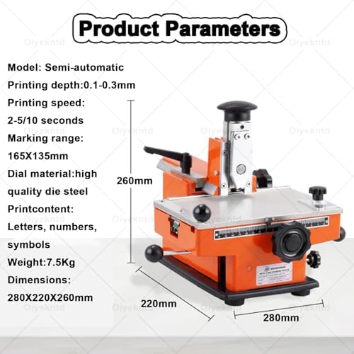 Metal Nameplate Carving Tool, Sign Engraving Machine Printer Small Desktop Semi-Automatic Marking Machine, Dog Tag ID Card Label Embosser 3mm - Image 4