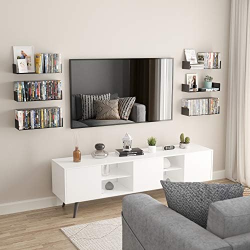 Wallniture Bali Black U Shape Floating Shelves for Wall, CD DVD Storage Shelves and Metal Bookshelf Set of 6 - Image 2