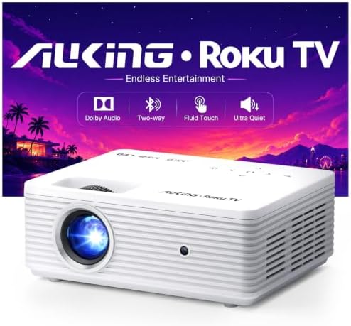 Auking Roku TV Smart Mini Outdoor Projector with Wifi and Bluetooth by AuKingProjector