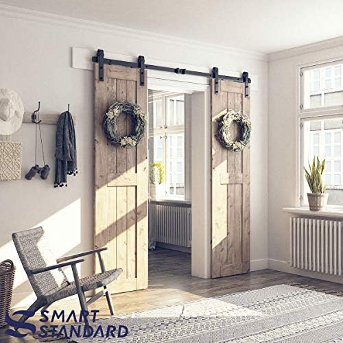 SMARTSTANDARD 6.6 FT Double Barn Door Hardware Kit, Fit 20" Wide Door Panel - Image 2
