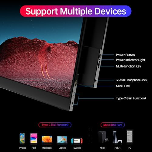 ForHelp True 4K Portable Monitor - 15.6inch UHD 3840×2160 100% sRGB USB-C HDMI External Second Monitor Portable IPS Screen Computer Display with Speakers for Laptop MacBook Switch PS5/4 Xbox - Image 3