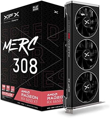 XFX Speedster MERC308 Radeon RX 6650XT Black Gaming Graphics Card with 8GB GDDR6 HDMI 3xDP, AMD RDNA 2 RX-665X8TBDY by XFX