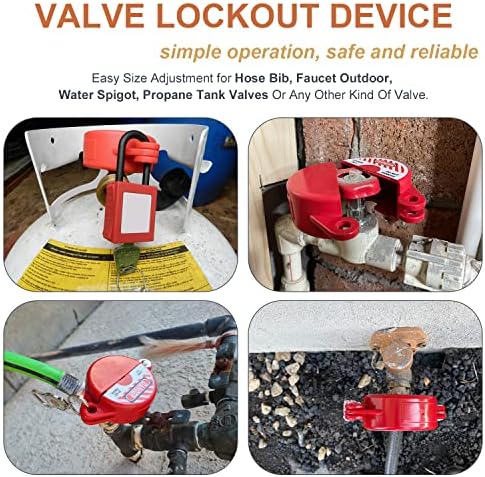 Gate Valve Lockout Device 2Pack Rotating Plastic Outdoor Water Hose Protector Babyproof 1-2.5in Diameter Valve Handles Red Secure for Water Spigot Faucet Knob Oil Natural Gas Propane Tank Lock Outdoor - Image 3