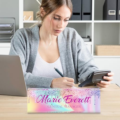 Personalized Name Plate for Desk, Custom Desk Name Plate, Acrylic Name Plate Office Desk Accessories, Personalized Office Gifts for Coworkers Teachers, Employee Appreciation Gifts (B-Colored Crystal) - Image 6