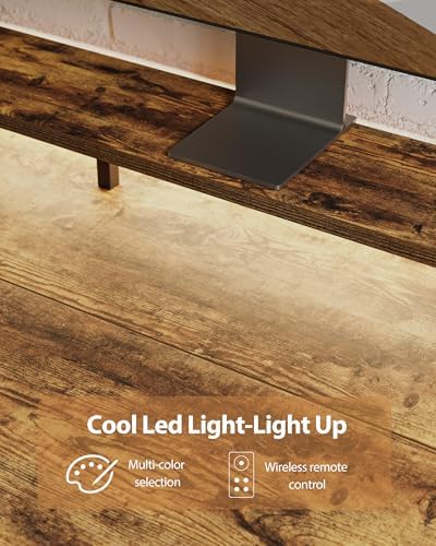 Agilestic 55*24 Inch Electric Standing Desk with Shelf & Led, Rustic Brown - Image 6