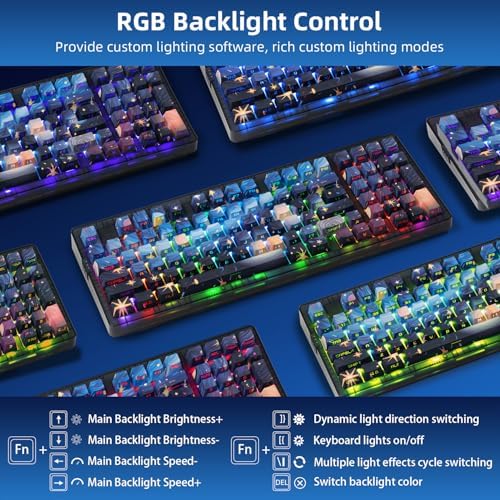 ZORNHER ZH980 Mechanical Keyboard,95% Blue Creamy Keyboard with Number Pad,Van Gogh's Starry Night Dye Sublimation PBT Keycaps,Pre-lubed Silent Switches,Hot-Swappable - Image 4