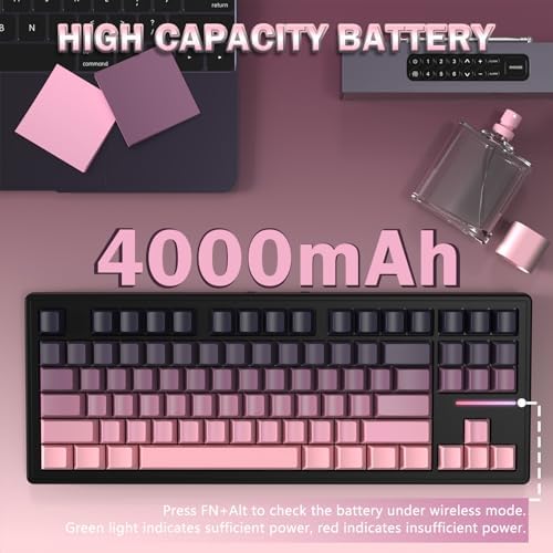 ATTACK SHARK M87 RGB Wireless Mechanical Gaming Keyboard, 80% TKL, Pink - Image 6