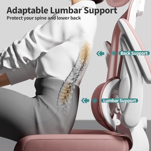 TRALT Office Chair Ergonomic Desk Chair with Lumbar Support Pink, 1 - Image 4