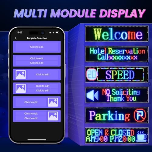RAYHOME Dual Row P5 Huge Bright Advertising Programmable LED Sign, 31''x8'' Flexible Digital Scrolling Light Sign Custom Text Message Pattern LED Display for Store Car Hotel. - Image 3