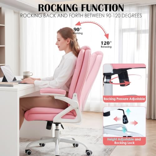 Pink Office Chair With 3 Way Adjustable Armrest Executive Office Chair - Image 5