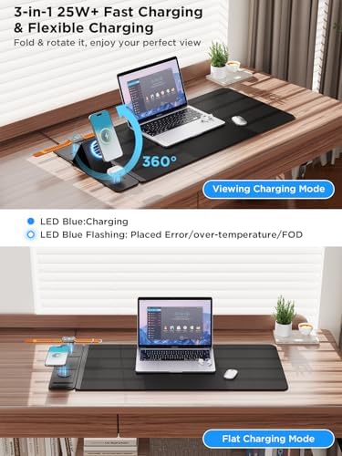 2nd Gen Wireless Charging Desk Mat,3-in-1 Foldable Phone Holder Mouse Pad - Image 4