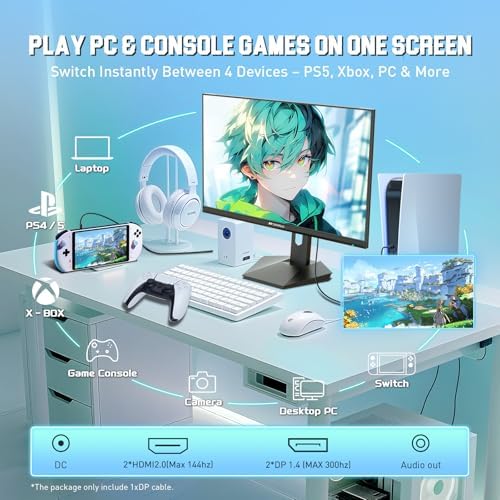 SANSUI Gaming Monitor 27" 1440P 200Hz 180Hz WQHD 2560×1440-AMD FreeSync 1ms DCI-P3 95% Fast IPS Computer Monitor,Height Adjustable Vertical/Horizontal Rotating, 2×DisplayPort/HDMI 丨HDR丨Low Motion Blur - Image 4