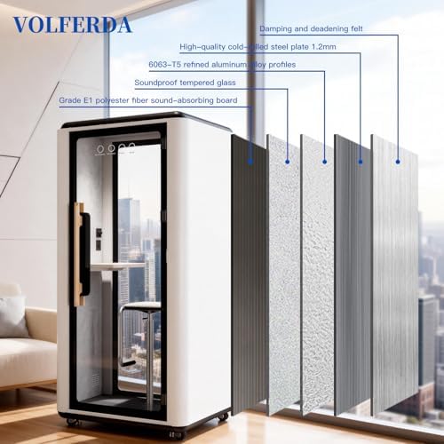 Soundproof Office Pod Booth, Quiet Meeting Pod with Acoustic Panels, Portable Modular Pod, Privacy Booth for Private Phone Calling, Single Person Workspace with Sound Isolation (White) - Image 6