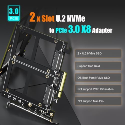 GLOTRENDS PU21 Dual U.2 SFF-8639 SSD to PCIe 3.0 X8, Bifurcation Required - Image 2