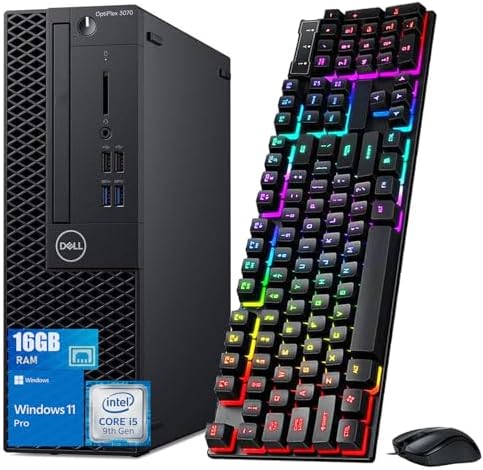 Dell OptiPlex 3070 SFF Business Desktop Computer, Intel Core i5-9500, 16GB RAM, 256GB SSD, WiFi, HDMI, Keyboard & Mouse, Professional Compact PC, Windows 11 Pro (Renewed) by Amazon+Renewed