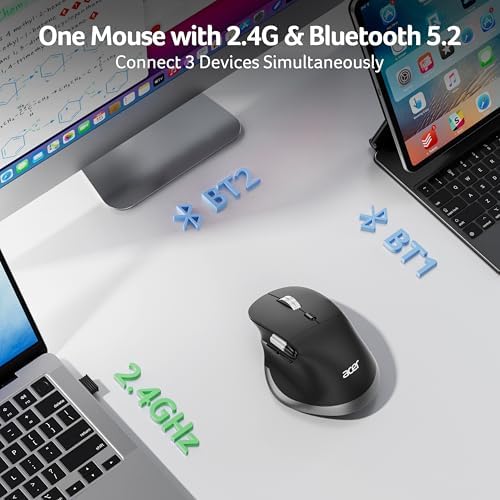Acer Ergonomic Mouse Wireless Rechargeable with Side Scroll for Laptop/Mac - Image 2