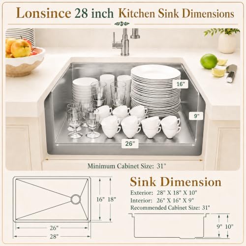 28" X 18" Undermount Kitchen Sink Offset Drain with Workstation - Image 5