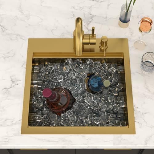 Lordear 18x18 Matte Gold Bar Sink with Faucet Drop In Workstation - Image 3