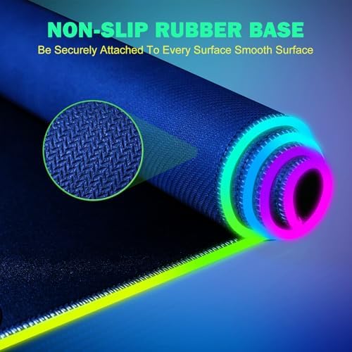 GIM RGB Gaming Mouse Pad with Simultaneous Charging for Phone & iWatch, LED Mouse Mat 800x300x4MM, 14 Light Modes, Non-Slip Rubber Base, Computer Keyboard Mat for Gaming, 20W PD Adapter Included - Image 4