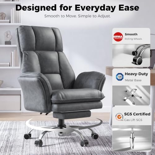 Big and Tall Office Chair, Flip Armrests for Pets & Cross Legged Sitting - Image 4