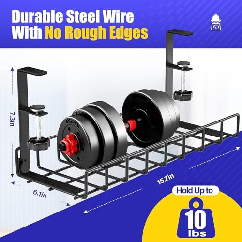 Under Desk Cable Management Tray, Xpatee Upgraded Wire Management No Drill No Screws, Cable Tray with Clamp for Wire Organizers, Computer Cord Rack for Office, Home - No Damage to Desk Black - Image 5