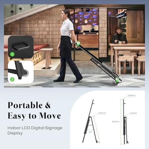 32 Inch Digital Signage Display, Screen LCD Advertising Kiosk, Portable Floor Standing Auto Ad Player Android OS App-Based Control with USB/HDMI/WiFi - Image 5