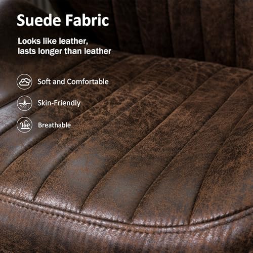 High Back Home Office Chair, Mid Century Vintage Executive Chair,Comfy Ergonomic Rolling Office Task Chair with Lumbar Support,Brown Faux Leather Office Chair,Dark Brown - Image 6