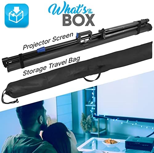Pyle Projector Screen with Stand - 100-Inch Floor Standing Portable Fold-Out Rollup Matte for Projection, Includes Tripod, Great for Indoor/Outdoor Presentation, Quick Assembly - Image 2