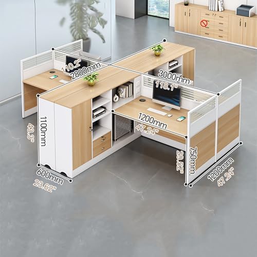 Modern Office Cubicle Workstation Desk with Tempered Glass Privacy Panels, USB Charging Hub & Cable Management,Multi-Person Modular Computer Desk for Commercial Office (B-Left, Four Person) - Image 2
