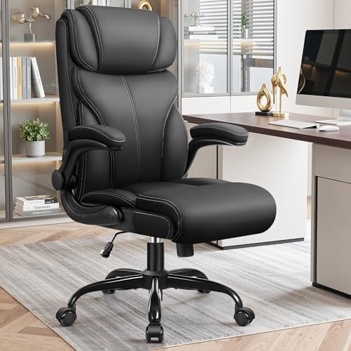Primy Office Chair, High Back Desk Chair with Flip-up Armrests,Black by Primy