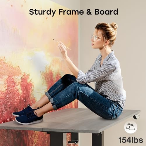 Electric Standing Desk, 48×24 Inch Home Office Desk, Grey - Image 4