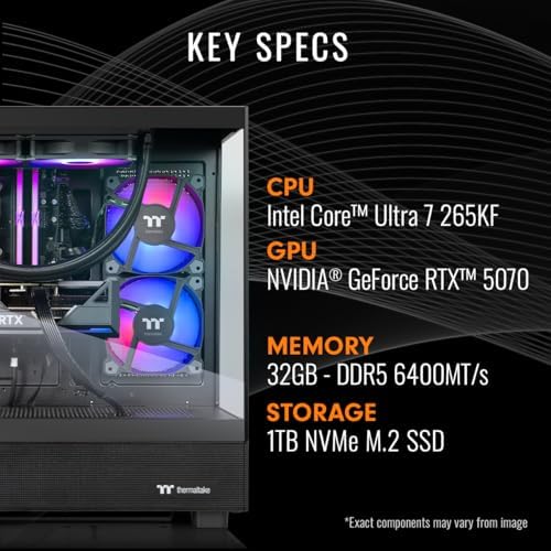 Thermaltake LCGS View u2670-270 Gaming Desktop (Intel® Core™ Ultra 7 265KF, ToughRam 32GB DDR5 6400MT/s RGB Memory, NVIDIA GeForce® RTX 5070, 1TB NVMe M.2, WiFi, Windows 11) V27B-B860-570-LCS - Image 2