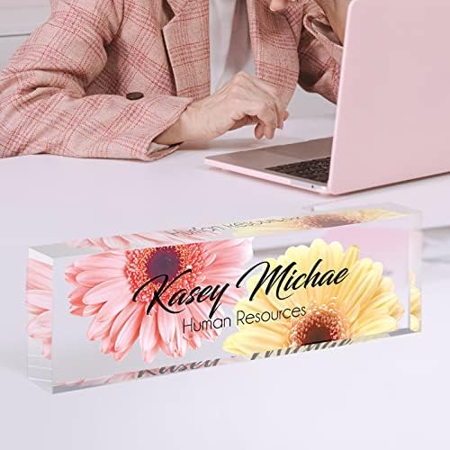 Desk Name Plate Personalized, Custom Name Plates for Desks, Personalized Acrylic Name Plate for Desk, Office Gifts for Coworkers, Boss, Teacher/Employee Appreciation Gifts (Daisy Design) - Image 3