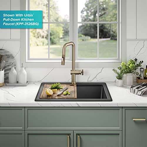 KRAUS Bellucci 25-inch Granite Workstation Drop In Top Mount Single Bowl Kitchen Sink in Metallic Black with Accessories, KGTW12-25MBL - Image 4
