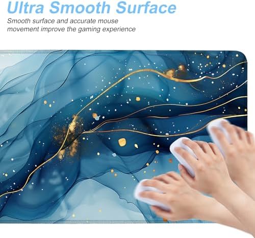 Marble Mouse Pad XXL – Large Blue Gold Marble Texture Desk Mat, Extended Non-Slip Mousepad for Office, Home, Workstation, Elegant Aesthetic Decor,31.5 x 11.8 in - Image 4