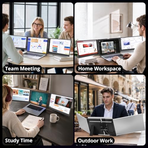 One-Cable Laptop Screen Extender, 15.6" Ultra-Slim Triple Portable Monitor - Image 5