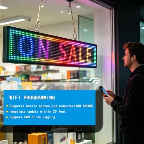 HS Programmable Scrolling Led sign Outdoor Digital Open Neon P10 39''x8'' - Image 4