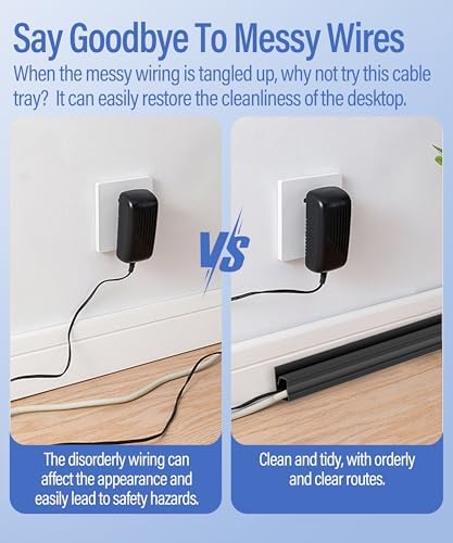 6 Pack Under Desk Cable Management Kit, J Channel Cable Raceway with Double Side Tape, Cord Organizer Tray for Desk, Easy Install, No Drilling, Cable Hider for Home & Office, Child & Pet Proof - Image 5
