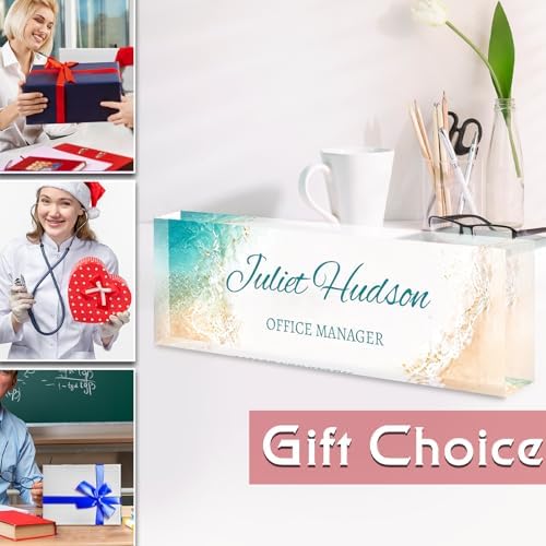 Custom Name Plate for Desk, Acrylic Desk Name Plate Personalized, Employee Appreciation Gifts, Office Desk Accessories for Women Men Teacher Nurse, Coworker Gifts for Manager Assistant (CoastalCyan) - Image 6