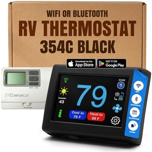 MICRO-AIR EasyTouch Digital RV Thermostat Replacement, 354C Black by MicroAir