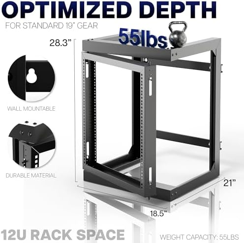 VIVO Black 12U Wall Mounted Server Rack Cabinet, MOUNT-SC12U - Image 4